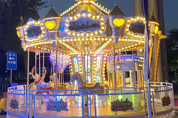antique carousel with colorful LED lights