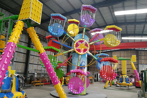 colorful double deck Ferris wheel