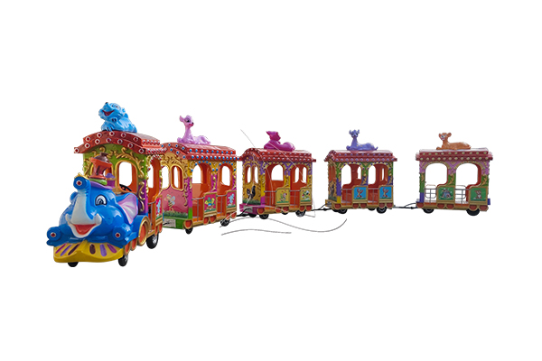 elephant themed electric trackless train ride