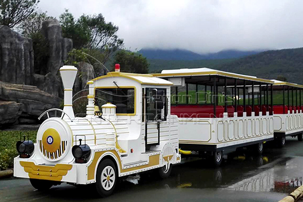 white attractive tourist train