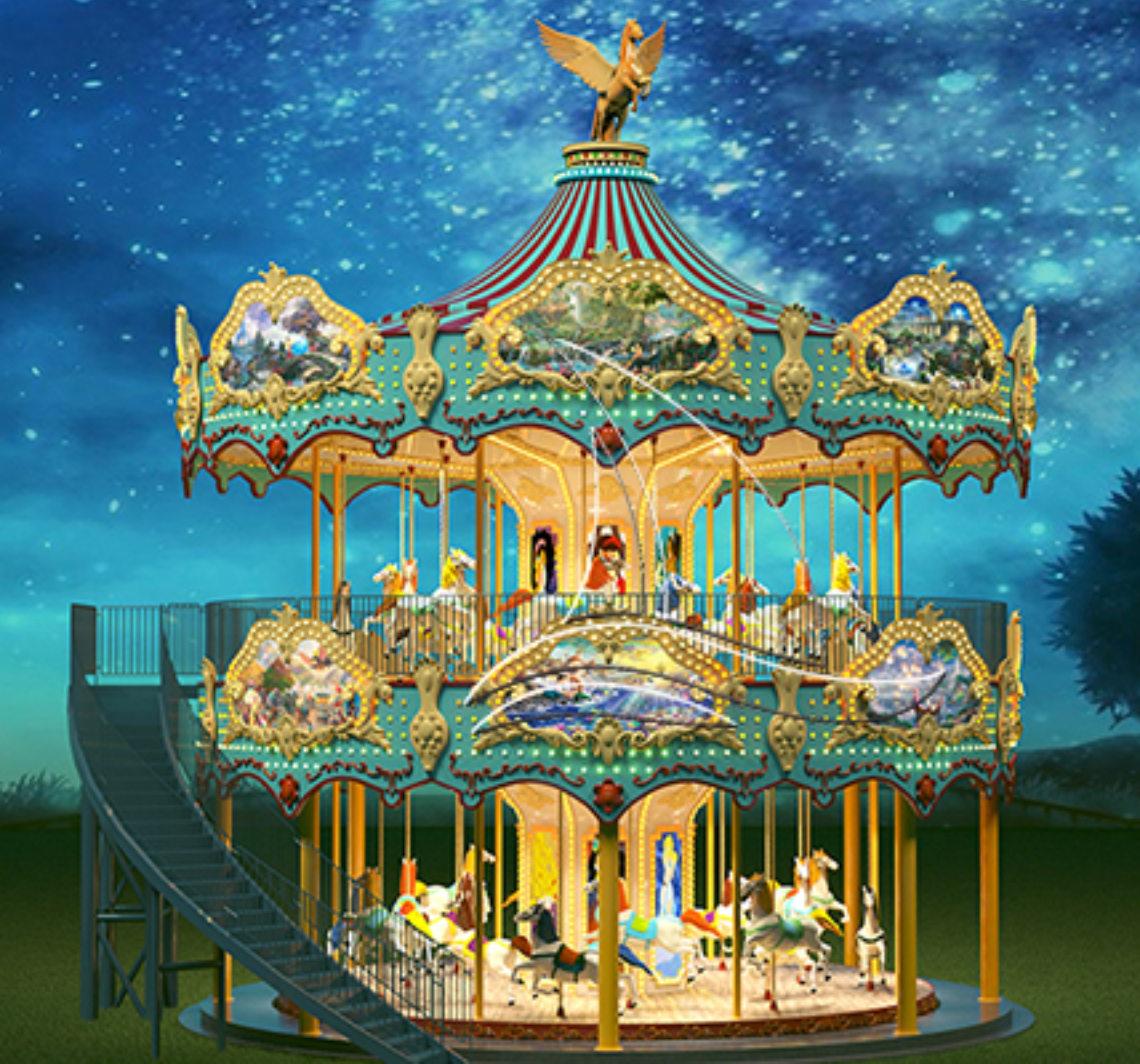 luxury double deck carousel