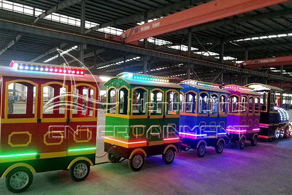 colorful trackless electric train rides with LED lights