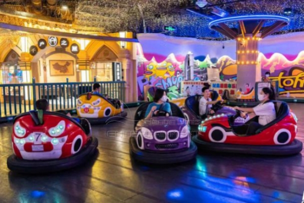 colorful indoor adult bumper cars