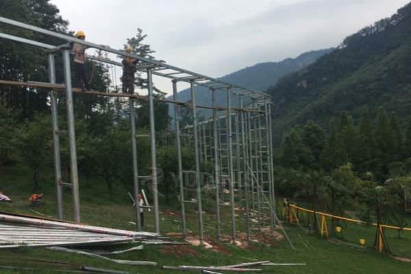 installation of glass bottomed water slide